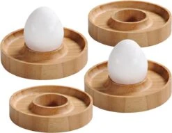Merkloos FSC® Bamboe Houten - Eierdopjes Set Van 4 Stuks - Met Praktische Rand Voor Neerleggen Van De Eierschaal - Eierdoppen Set 4-Delig -Barbecue Benodigdheden 1200x926 1