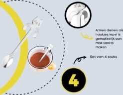 4 Theelepels Hangende Kat - Katten Koffielepel - RVS - Zilverkleurig -Barbecue Benodigdheden 1200x930 7