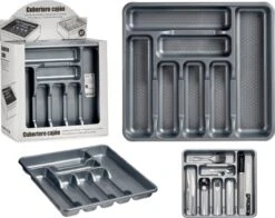 Kunststof Bestekbak/bestekhouder 7-vaks Grijs 42 X 39 Cm - Keukenlade/besteklade Inzetbakken -Barbecue Benodigdheden 1200x951 4