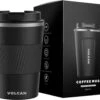 Volcan RVS Koffiebeker To Go Met Sleeve - Thermosbeker - Theebeker - Coffee - Zwart