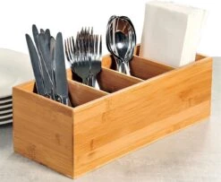 Merkloos Bestekbak FSC® Bamboe Hout - Staande Bestekhouder - Bestekbakje Houder - Bestek Bak Organizer- Bestekcassette - 35 X 14 X 12 Cm -Barbecue Benodigdheden 1200x984 4