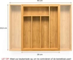 Budu Uitschuifbare Bamboe Bestekbak #33,5 (33,5 Cm Diep) - Bestekcassette Hout - Besteklade - 33,5 X 28 - 45 Cm - 5/7 Vakken -Barbecue Benodigdheden 1200x984 5