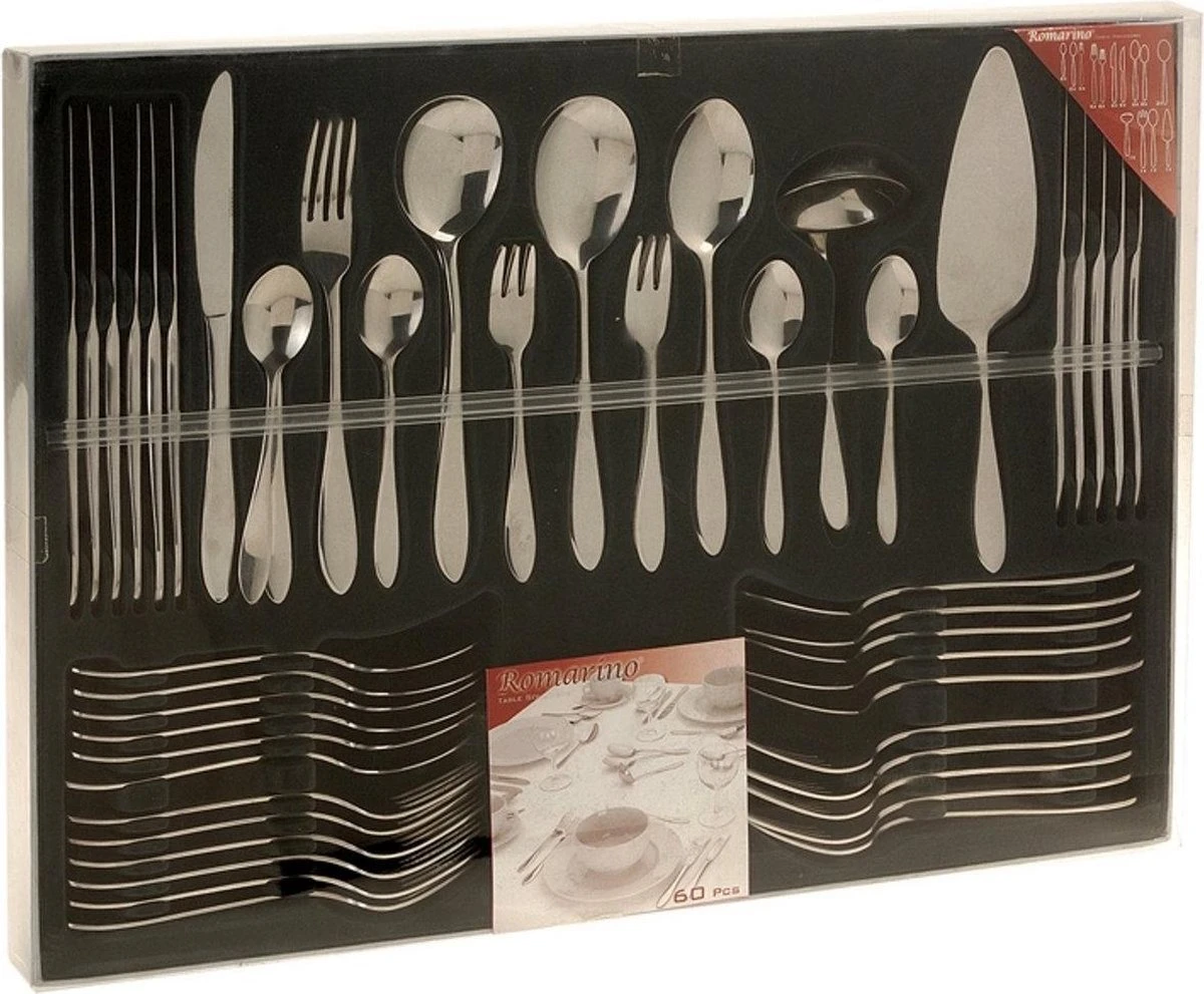 Excellent Houseware Romarino Bestekset - 60-delig - 6 Persoons 1 Excellent Houseware Romarino Bestekset - 60-delig - 6 Persoons