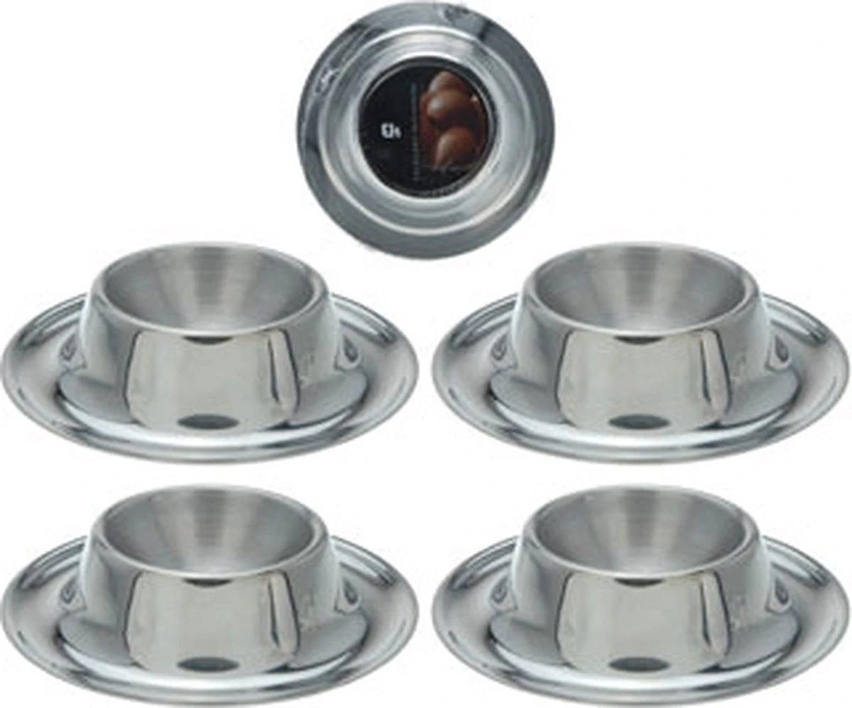 Excellent Houseware - Eierdopjes Set Van 4 Stuks Ø 8.5cm - RVS Metaal 1 Excellent Houseware - Eierdopjes Set Van 4 Stuks Ø 8.5cm - RVS Metaal