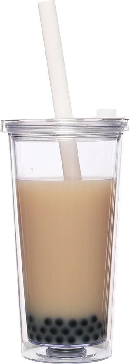 Merkloos Beker Met Rietje Deksel En Schoonmaakborstel - 550 Ml - Transparant - Herbruikbare Plastic Drinkbeker - Dubbelwandig - Koffiebeker To Go Beker 2 Merkloos Beker Met Rietje Deksel En Schoonmaakborstel - 550 Ml - Transparant - Herbruikbare Plastic Drinkbeker - Dubbelwandig - Koffiebeker To Go Beker - Afbeelding 2