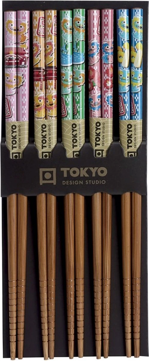 Tokyo Design Studio – Chopstick Set - Komische Draak – Eetstokjes – 5 Paar 1 Tokyo Design Studio – Chopstick Set - Komische Draak – Eetstokjes – 5 Paar