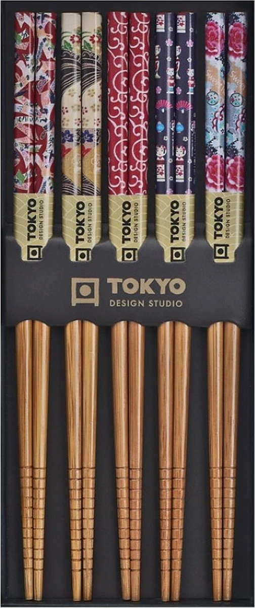 Tokyo Design Studio – Chopstick Set – Eetstokjes - Gekleurd – 5 Paar 1 Tokyo Design Studio – Chopstick Set – Eetstokjes - Gekleurd – 5 Paar