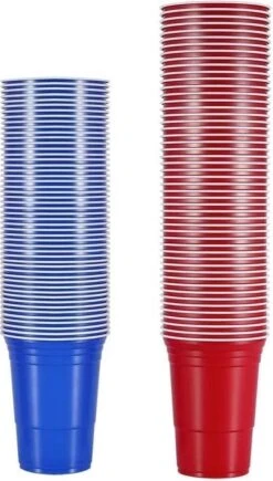 Merkloos Beerpong - 50 Stuk(s) Blue Cups & Red Cups Inc. 3 Ballen - Beerpong Drankspel - Plastic Bekers -Barbecue Benodigdheden 682x1200