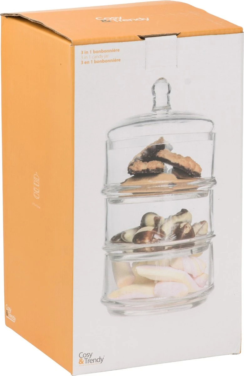 Cosy & Trendy Bonbonniere - Glas - Ø 12 Cm X 22.4 Cm - 3-Laags 2 Cosy & Trendy Bonbonniere - Glas - Ø 12 Cm X 22.4 Cm - 3-Laags - Afbeelding 2
