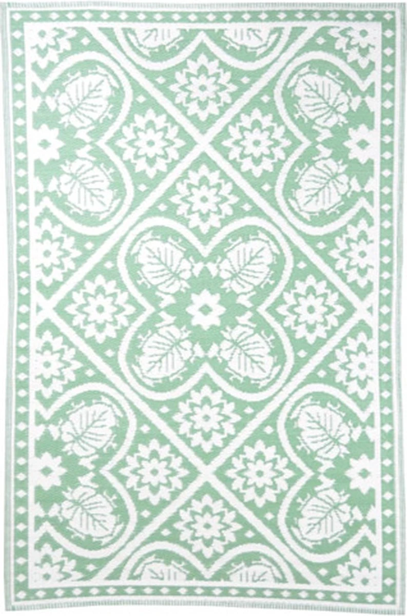 Esschert Design Buitenkleed 182x122 Cm Groen En Wit 3 Esschert Design Buitenkleed 182x122 Cm Groen En Wit - Afbeelding 3