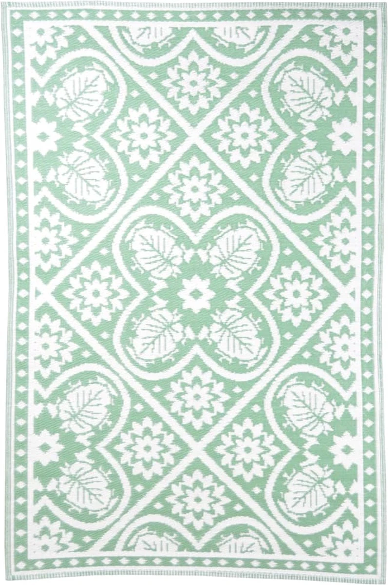 Esschert Design Buitenkleed 182x122 Cm Groen En Wit 5 Esschert Design Buitenkleed 182x122 Cm Groen En Wit - Afbeelding 5