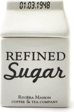 Riviera Maison Suikerpot, Voorraadpot - Carton Jar Sugar – Wit - (LxBxH) 7.6x7.6x10 Cm