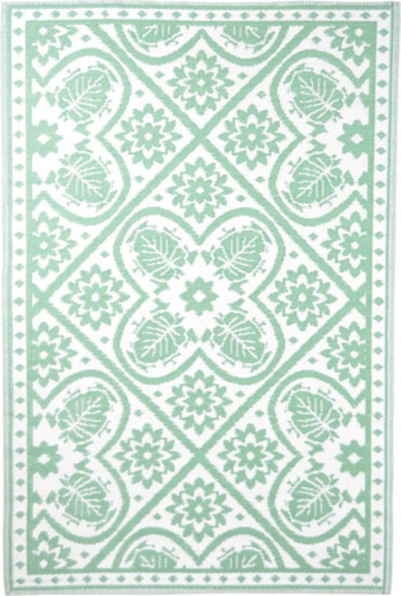 Esschert Design Buitenkleed 182x122 Cm Groen En Wit 6 Esschert Design Buitenkleed 182x122 Cm Groen En Wit - Afbeelding 6