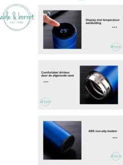 Thermoskan - Thermosfles 500 Ml - Temperatuur Display - 500 Ml - RVS - Wit - Able & Borret -Barbecue Benodigdheden 902x1200