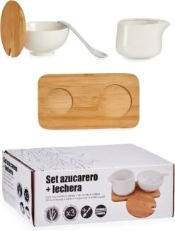 Suiker En Melk Serveren Setje Van Keramiek Met Bamboe 19 Cm -Barbecue Benodigdheden 908x1200 1