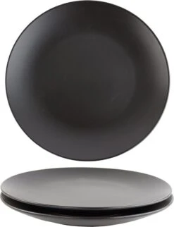 Orange85 Bordenset - Dinerbord - Borden - Plat - Set Van 6 - Mat Zwart - Diameter 27cm - Aardewerk - Servies