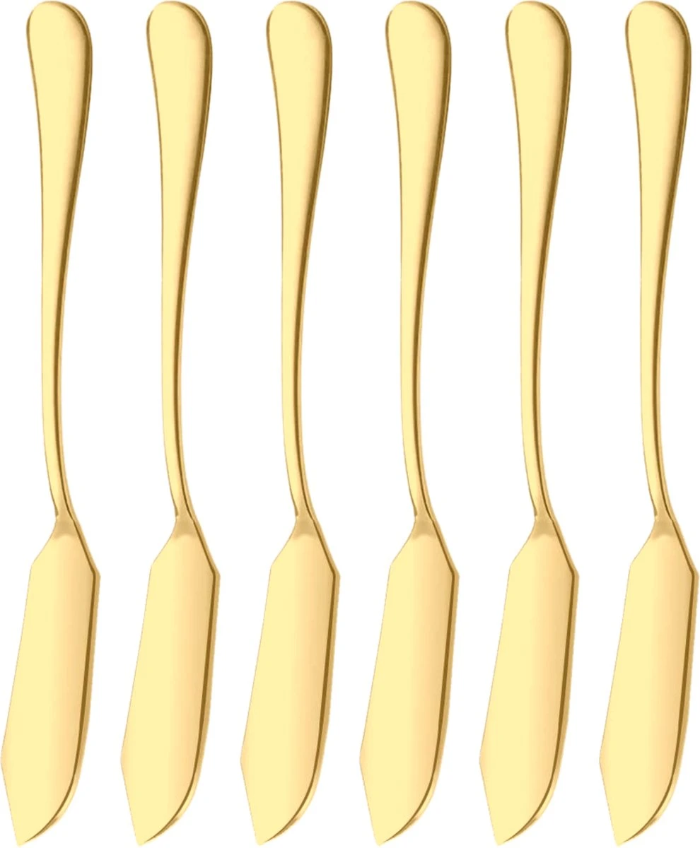 House Of Husk Botermesjes Set - Goud - RVS - Botermes - Smeermessen - Tapas Mesjes - 6 Stuks 1 House Of Husk Botermesjes Set - Goud - RVS - Botermes - Smeermessen - Tapas Mesjes - 6 Stuks